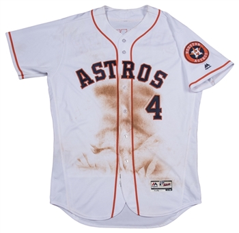 2016 George Springer Game Used PHOTO MATCHED Houston Astros Home Jersey Used for Home Opener on 04/11/2016 (MLB Authenticated & Resolution Photomatching)